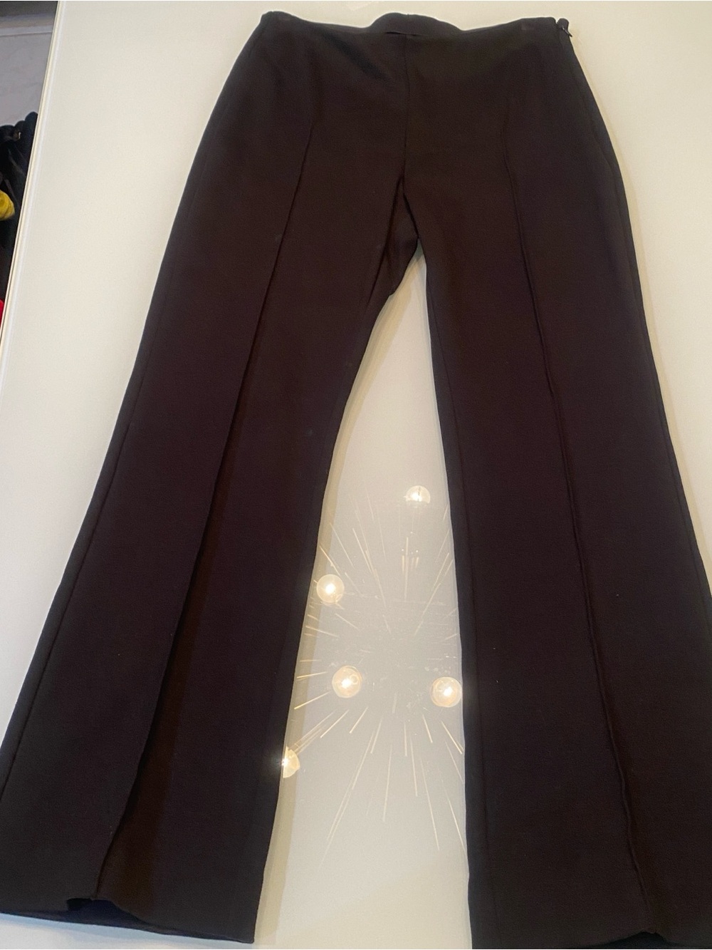 Everlane The Dream Kick Flare Pant Black Pin Stitch Center Seam Side Zip Large L